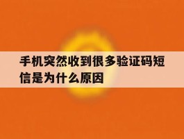 手机突然收到很多验证码短信是为什么原因