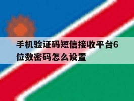 手机验证码短信接收平台6位数密码怎么设置