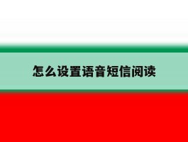 怎么设置语音短信阅读