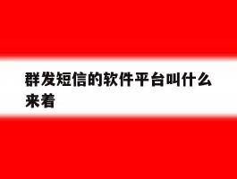 群发短信的软件平台叫什么来着